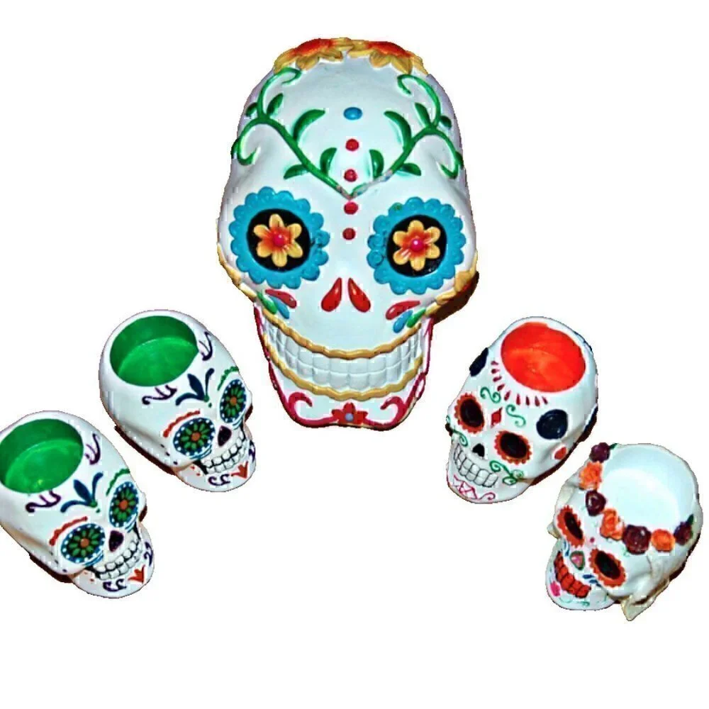 Skull Face Figurines Skeleton Dead Heads Decor